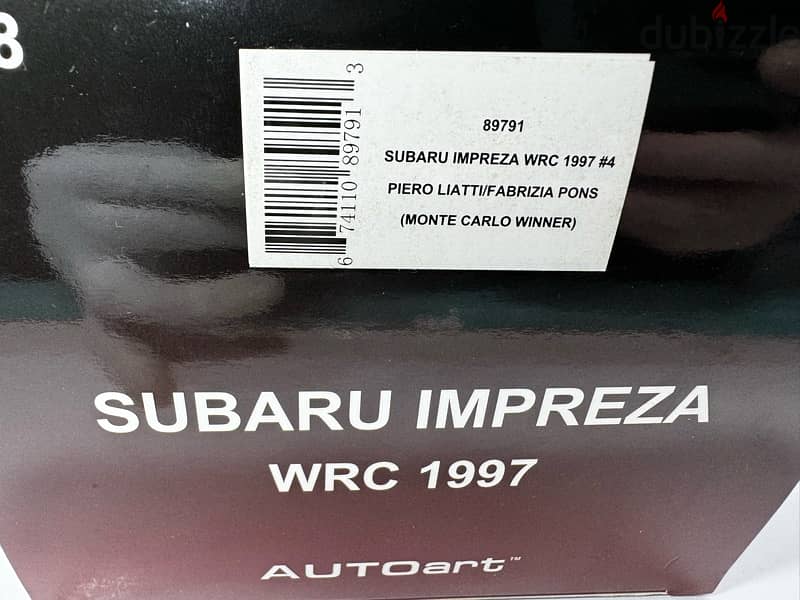 1/18 diecast Autoart Subaru Impreza WRC #4  Monte Carlo Winner 12