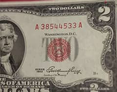 1953-S USA red seal $2 bill