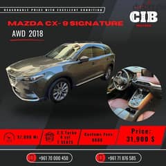 mazda cx9 Signature 2018 AWD full option  top trim