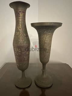 Vintage Brass Unique Shape Engraved Handcrafted Flower Vase/Pot