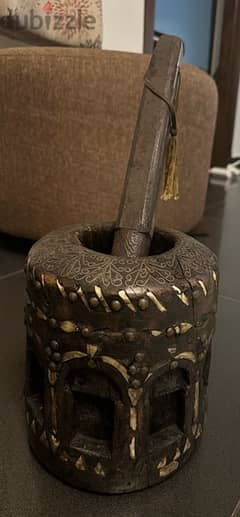 Antique African wood mortar and pestle
