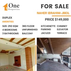 DUPLEX for SALE, in NAHER IBRAHIM / JBEIL, with a mountain & sea view.