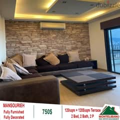 Fully Furnished apartment with open mountain/sea view in Mansourieh!!