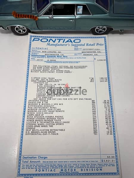 1/18 diecast Pontiac GTO 1965 HURST (Limited 600) RARE by PYE 14