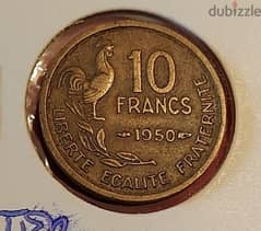 1950 France Guiraud 10 Francs Rooster