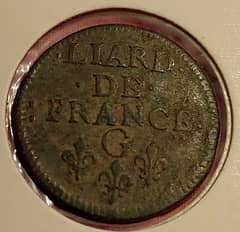 1657 Louis XIV Liard de France copper coin