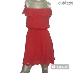 Classic Tricot Red Offshoulder Dress