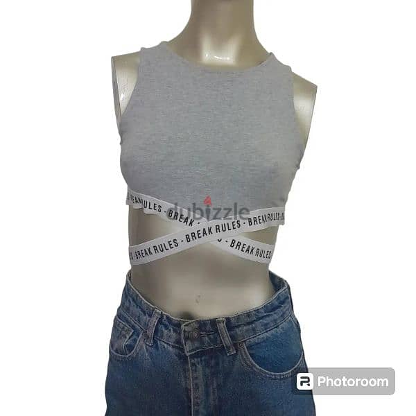 Bershka grey Crop Top 0