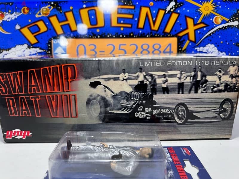 1/18 diecast LIMITED Dragster Don Garlits Swamp Rat 7 + Don  figures 13