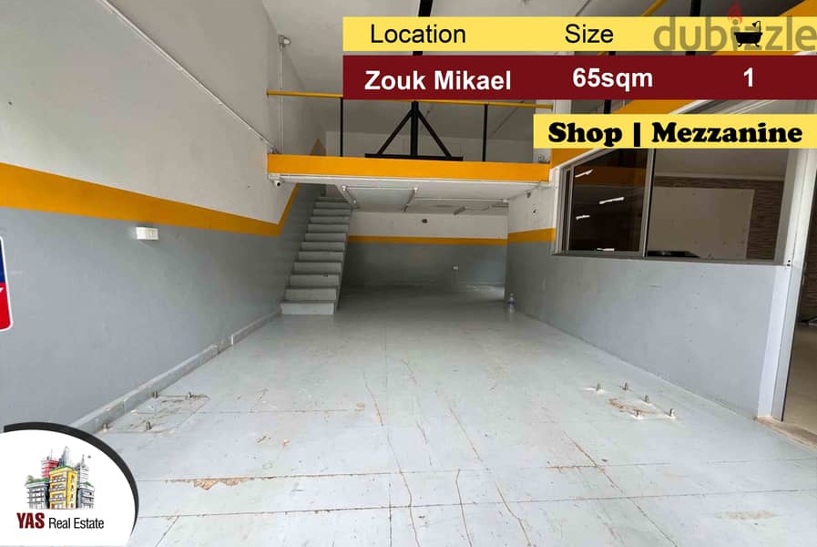 Zouk Mikael 65m2 | 35m2 Mezzanine | Shop | Well Maintained | EH | 0