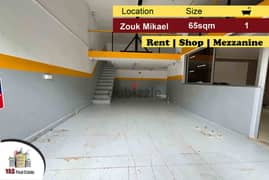 Zouk Mikael 65m2 | 35m2 Mezzanine | Rent|Shop | Well Maintained | EH |