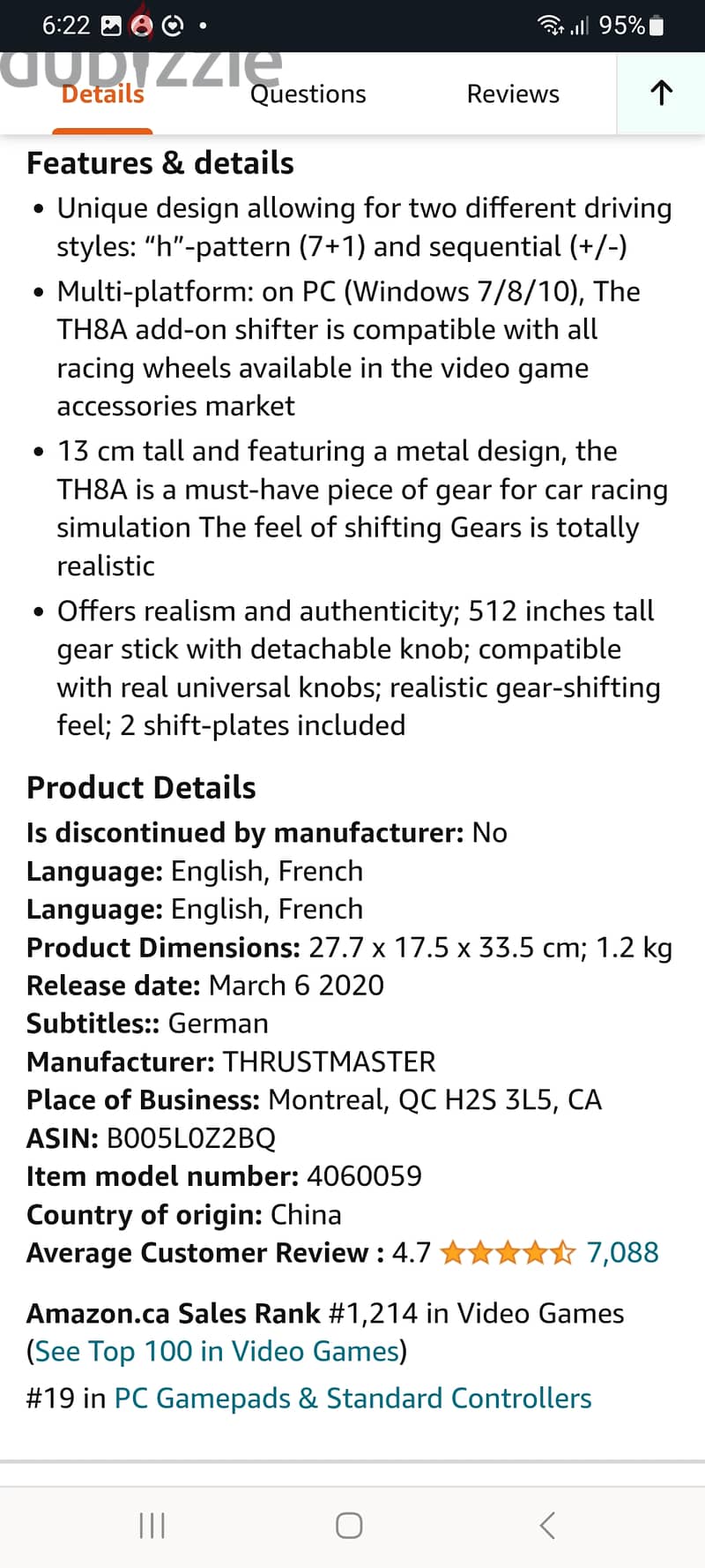 THRUST MASTER TH8R SHIFTER 3