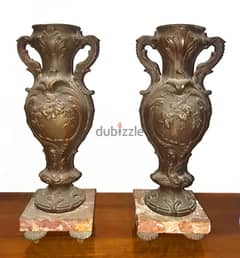 vintage  pair of spelter vases