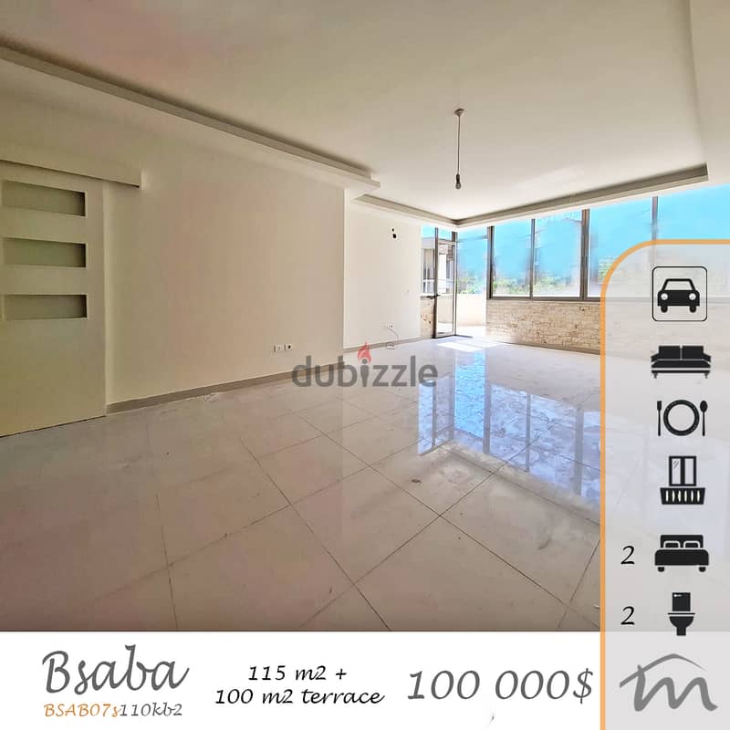 Bsaba | Brand New 115m² + 100m² | Charming 2 Bedrooms Ap | Title Deed 0