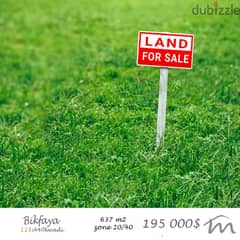 Bikfaya | 637m² Land | Road Access | Zone 20/40 | Mountain View