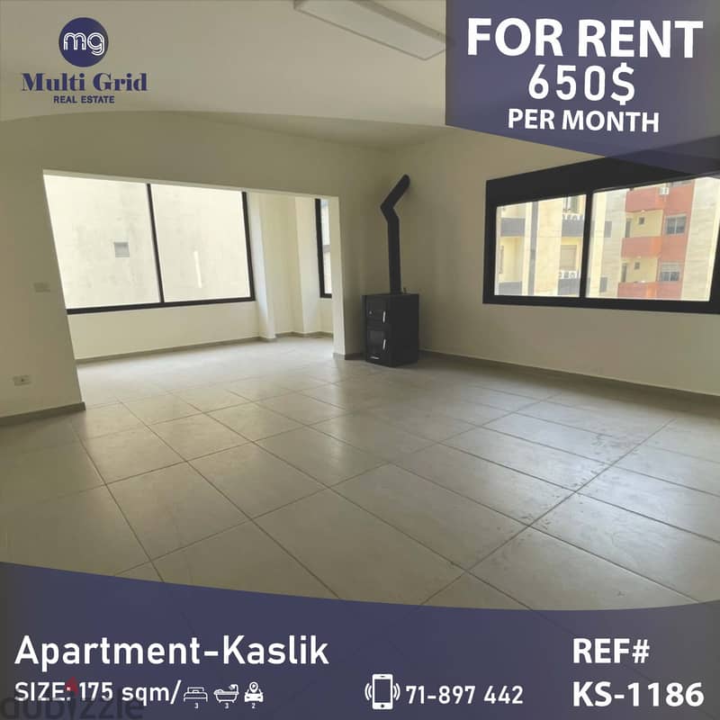 KS-1186 / Apartment For Rent in Kaslik, شقّة للاجار في الكسليك 0