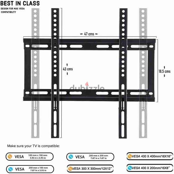 Fixed TV Stand Wall Mount Bracket Fit Most 26"-63" Inches 2