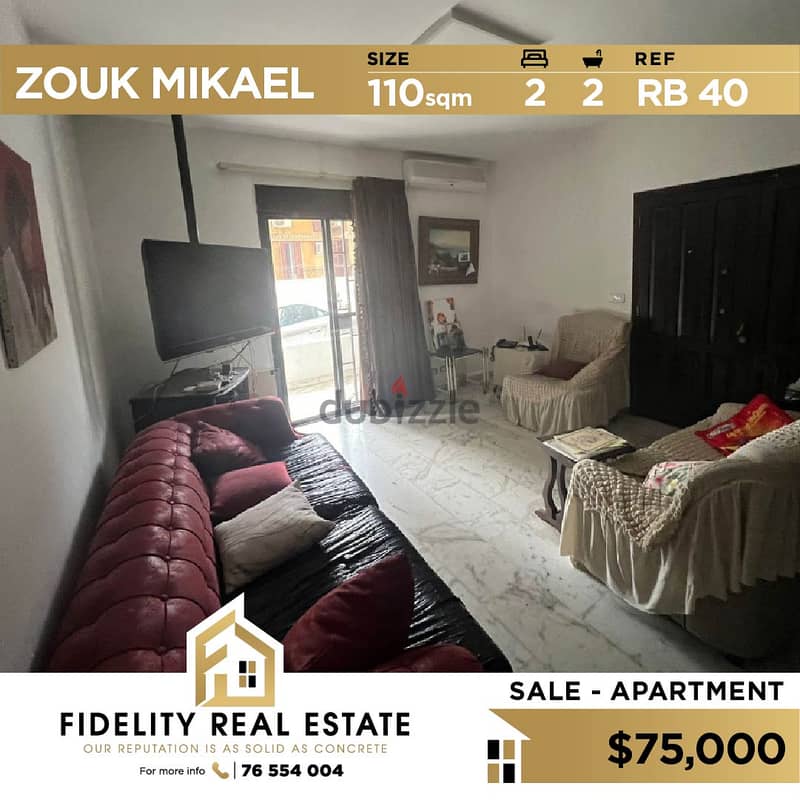 Apartment for sale in Zouk Mikael RB40 0