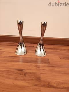 2 Stainless Steel mirror polished Candle Holders. (Revised Price)