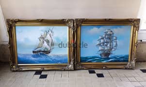 Retro sailing ship in the sea scenerio oil paintings
