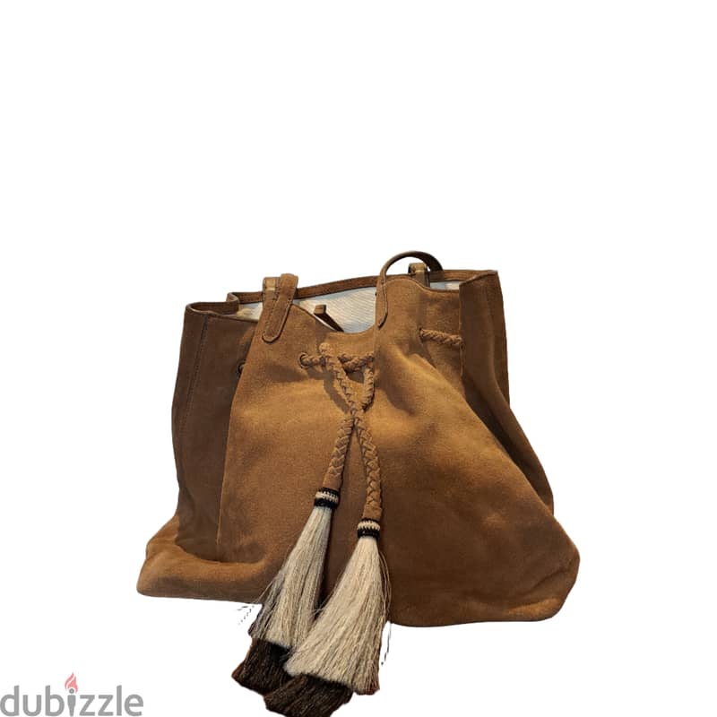 Loeffler Randall - Calf Hair Tassel Suede Drawstring Bag (HB0012) 0