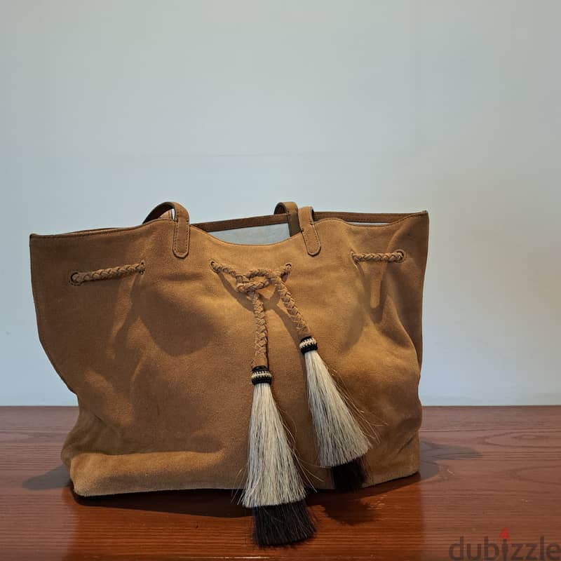 Loeffler Randall - Calf Hair Tassel Suede Drawstring Bag (HB0012) 1