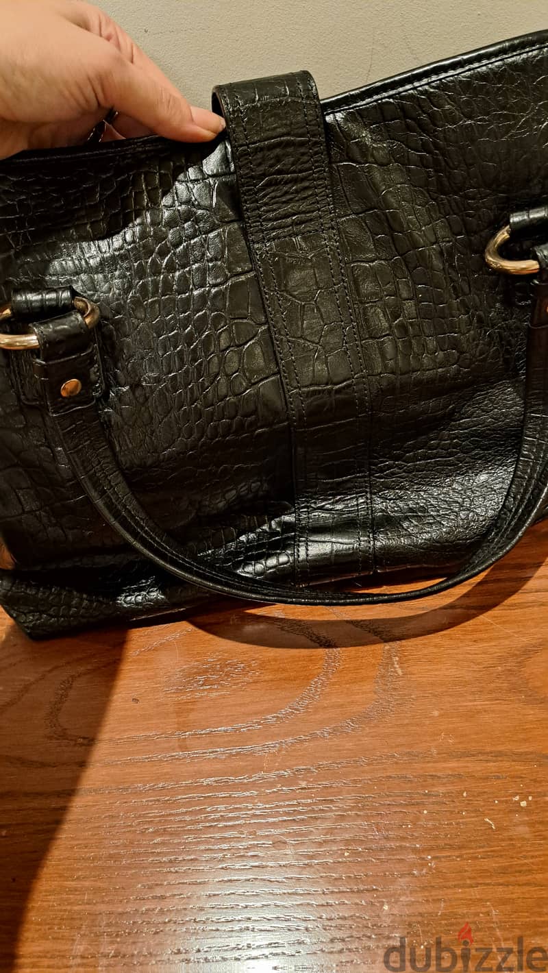 DKNY - Black Large Satchel Croc Embossed Purse Bag (HB0019) 5