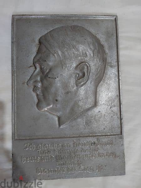 Adolf Hitler Portrait Metal World War Two era 32 cm x 21cm 0