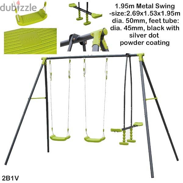 1.95m Metal Swing-2B1V in garden 0