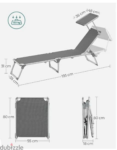 SONGMICS sunbed for camping, garden or beach  (Original/Amazon items)) 2