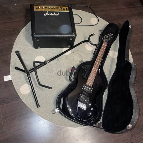 Electric Guitar + Stand + Case + Amplifier 1