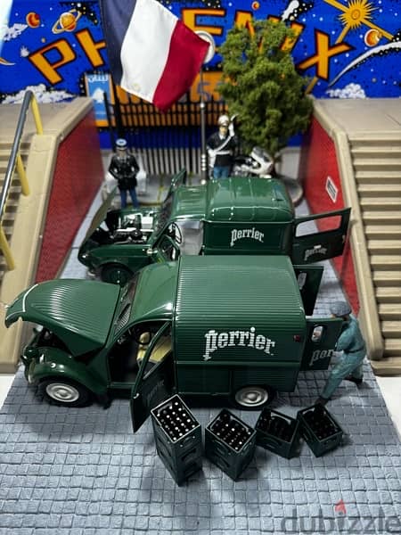 100$ OFF! 1/18 diecast Perrier Renault 4F4 & Citroën 2CV by Norev BOTH 1