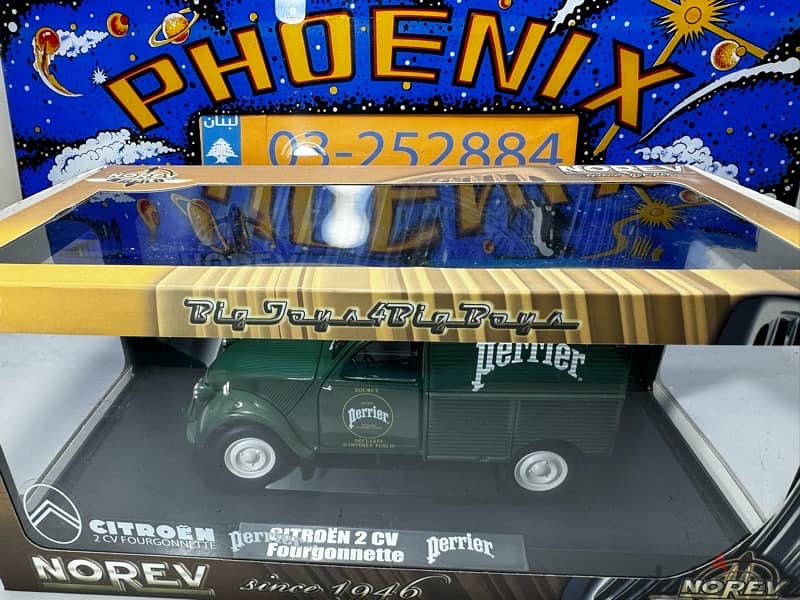 100$ OFF! 1/18 diecast Perrier Renault 4F4 & Citroën 2CV by Norev BOTH 11