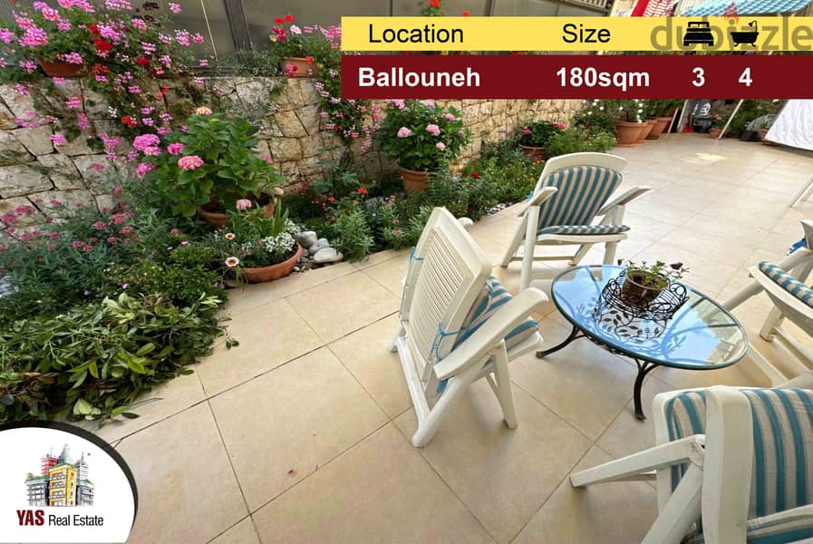 Ballouneh 180m2 | 140m2 terrace | Excellent Condition | Luxurious | MY 0