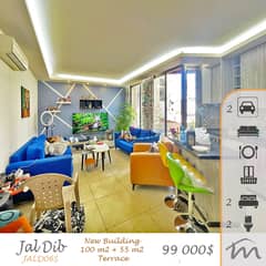 Jal El Dib | Decorated 100m² + 55m² Terrace | New Building | 2 Parking