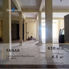 Warehouse for rent in FANAR - 650 MT2 - 4.5 MT Height