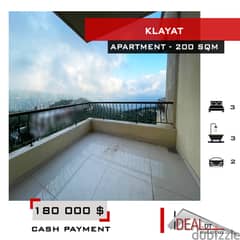 Apartment for sale in Klayaat 200 sqm ref#AH800