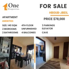 SPACIOUS APARTMENT for SALE,in HBOUB-JBEIL WITH A SEA VIEW.