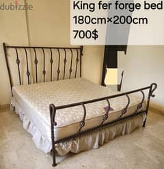 King size bed + chair - metal worked - Fer forge.