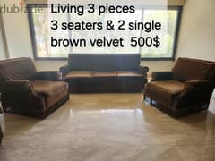 Brown Velvet Living set