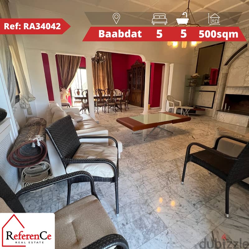 Furnished apartment + terrace in Baabdat شقة مفروشة + تراس في بعبدات 0