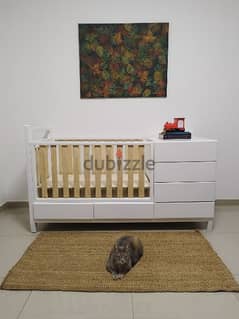 large baby crib with generous storage