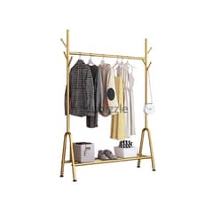 Golden Coat Rack, Clothes Stand with 8 Hooks and Shoes Shelf