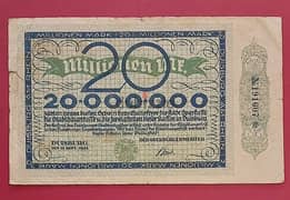 1923 Germany 20 Million Mark