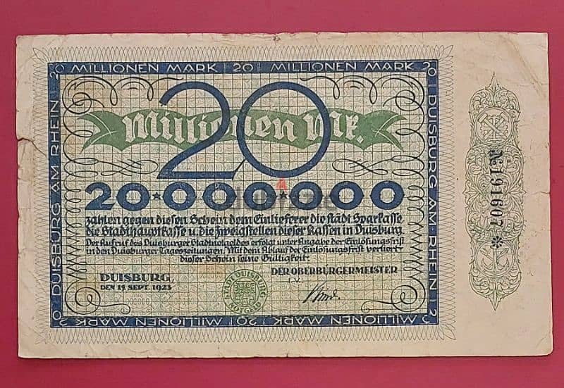 1923 Germany 20 Million Mark 0