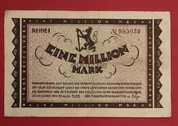 1923 Germany 1 Million Mark Stadt Dosseldorf