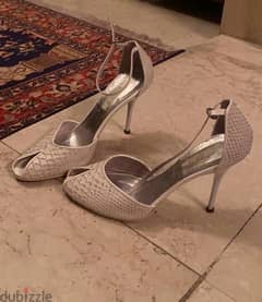 Scalza Brand White Snake Leather Heels size 40 fits 39 Excellent Cond.