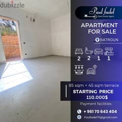 Apartment for Sale in Batroun Terrace Payment Facilities شقة للبيع