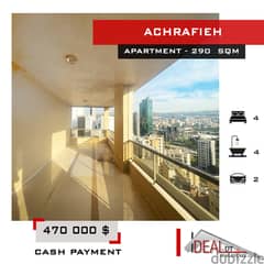 Prime Location ! Apartment for sale in Achrafieh 290 sqm ref#kj94118