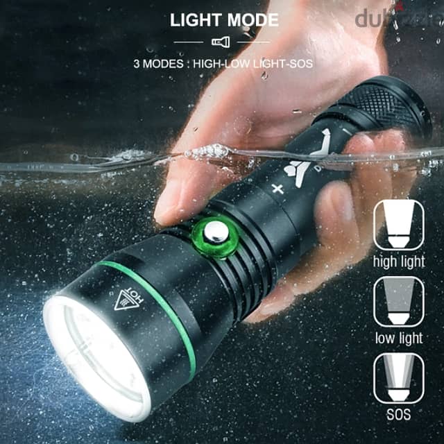 S3 Scuba Diving Flashlight, 2000 Lumen, 110m Diving Torch 2